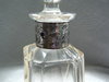 LOVELY ANTIQUE CUT GLASS CRYSTAL PERFUME BOTTLE WITH SOLID SILVER COLLAR 1909-10
