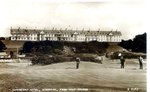 OLD  REAL PHOTO SCOTTISH  POSTCARD OF TURNBERRY HOTEL FROM GOLF COURSE PRESTWICK AYR 1959
