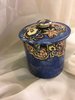 RARE FIND !  OLD SCOTTISH POTTERY JESSIE M KING HAND PAINTED JAM POT. POT IS APPROX 4" HIGH  AND 3.5