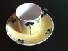 STRIKING OLD SCOTTISH POTTERY MAK'MERRY (MAKMERRY) COFFEE CUP & SAUCER WITH BERRIES AND LEAVES PATTE