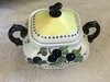 STRIKING OLD SCOTTISH POTTERY MAK'MERRY (MAKMERRY)  LIDDED SUGAR BOWL  WITH BERRIES AND LEAVES PATTE